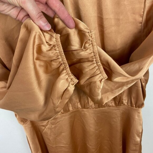 NEW Vici Collection Satin Balloon Sleeve Dress Size Large Nordstrom Tie Neck L - Picture 8 of 10